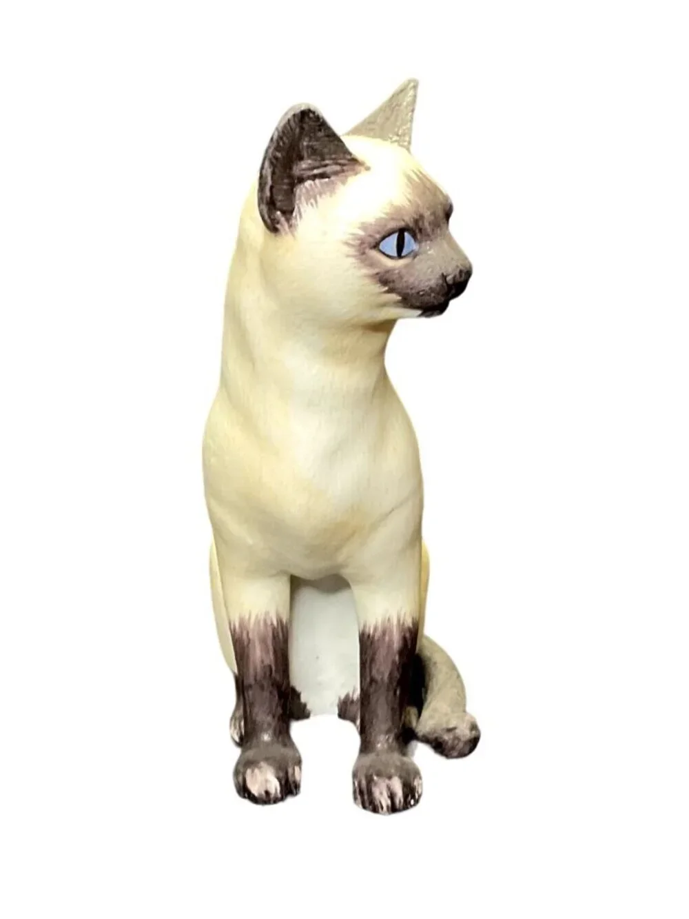 Vtg Siamese Cat Figurine Andrea by Sadek Porcelain Japan Sitting Blue Eyes